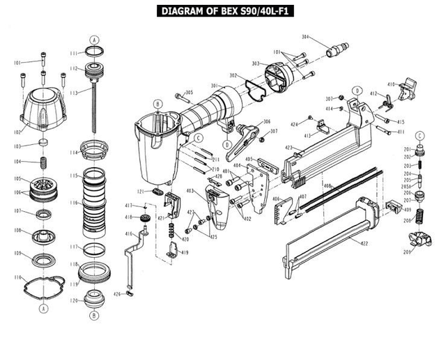 Bex S90/40L-F1 osa 408 Työntö jousi 11367-0024701-1