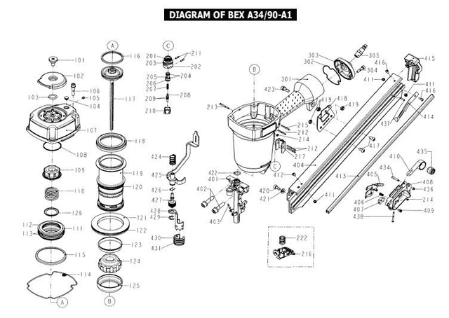 Bex A34/90- A1 Jousen keskikara Osa 435  103742302
